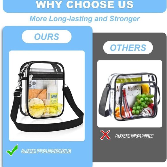 Clear PVC Bag Small Crossbody Purse for Stadium Concert Travel Work - Picture 3 of 7